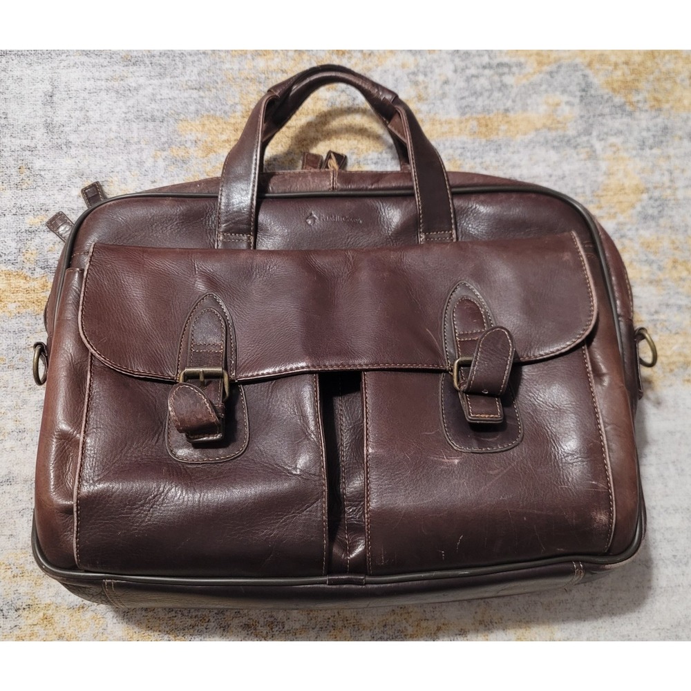 Franklin Covey ‎ Men's Padded Briefcase Business Brown Leather Bag